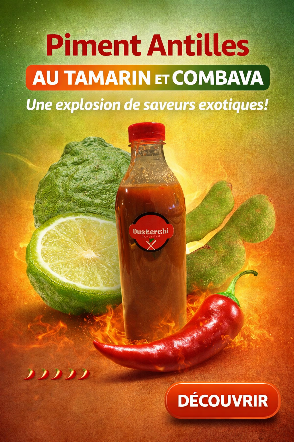 Piment antillais au tamarin et combava 50ml